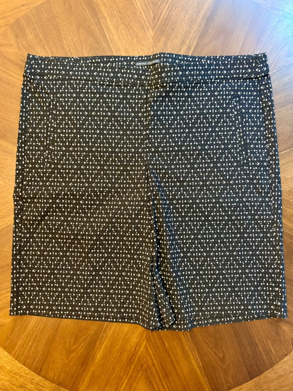 Michel Studio Alexa Black Shorts with White and Tan Dot Print 22